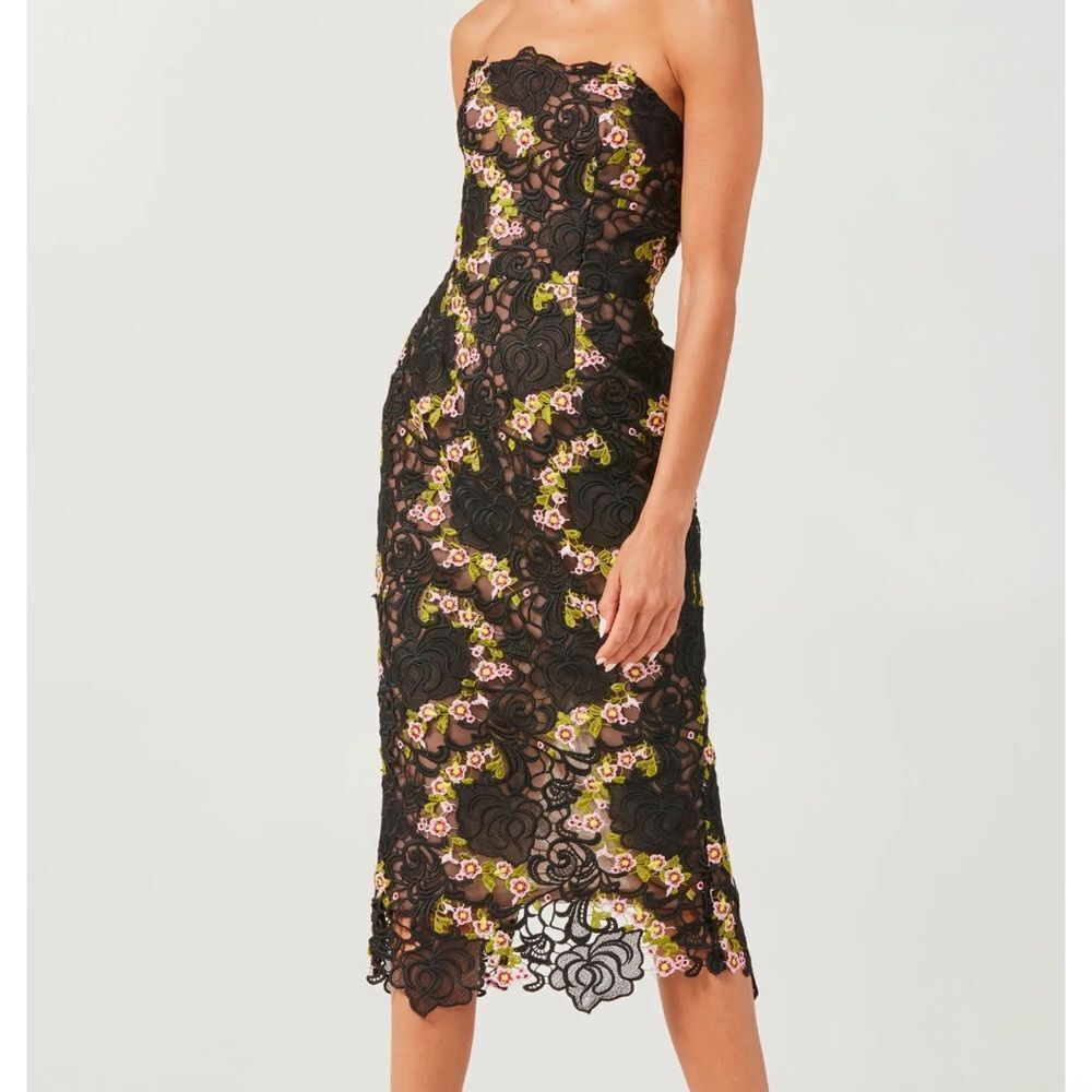 Helsi Cecelia Floral Embroidery & Corded Lace Strapless Cocktail Dress